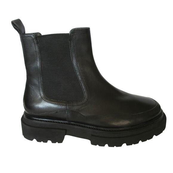 New SEYCHELLES Black Leather Lug Sole Chelsea Ankle Boots Women Sz 8 - Picture 6 of 12